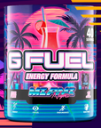 G FUEL energy, Miami nights, tub, product front with matching background