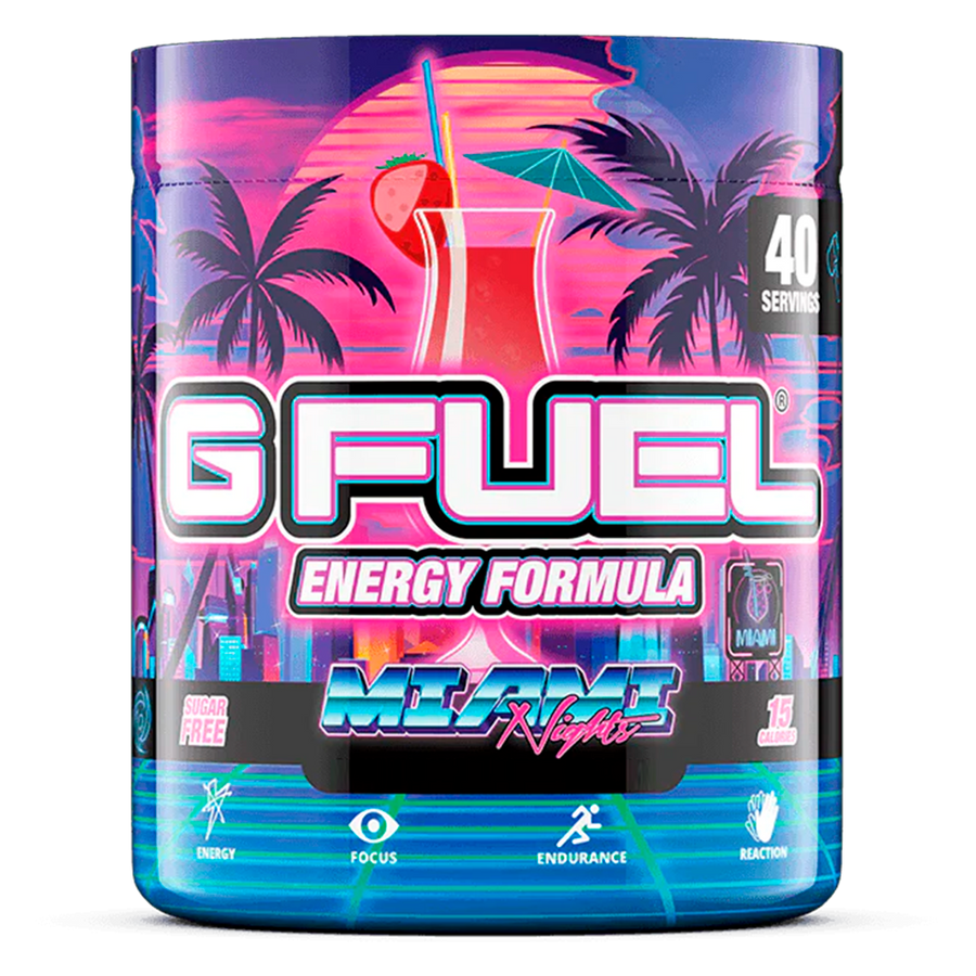 G FUEL energy, Miami nights, tub,  product front